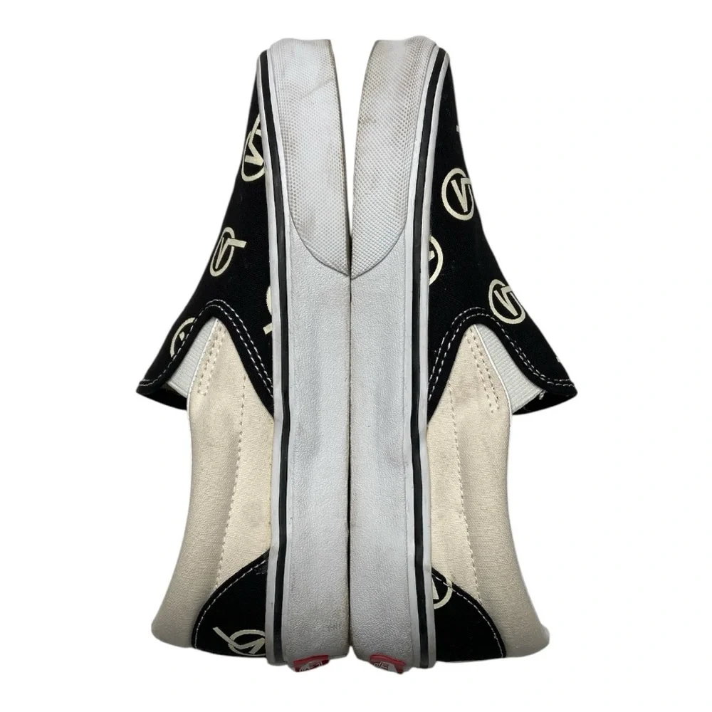 Vans Classic Slip On With Circle V Logo Black and White Size 6.5